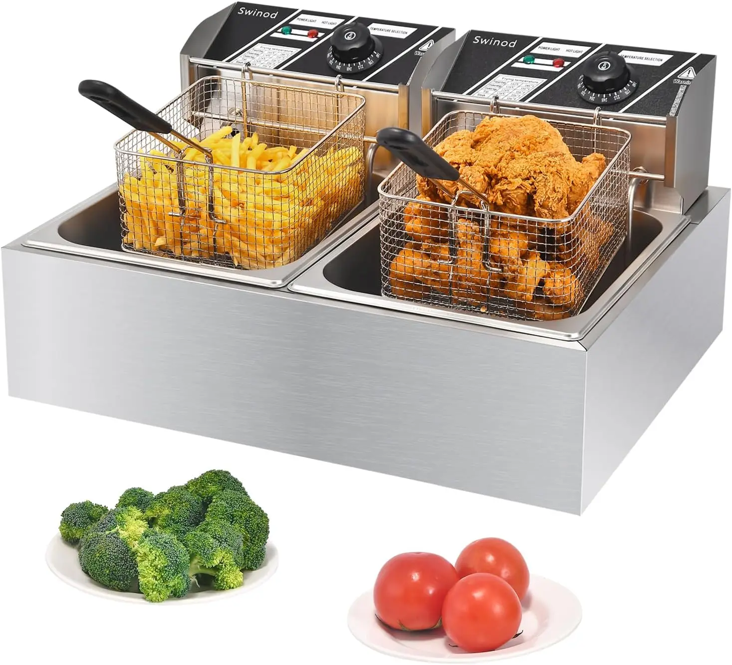 Deep Fryer Commercial - Sepetli Ticari Fritöz, 3400W 12.7QT/12L Kalınlaştırılmış