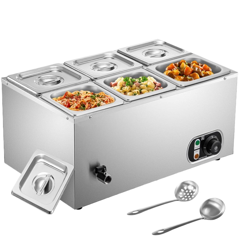 Bain Marie Food Warmer - 6 Tanklı Ticari Benmari Yemek Isıtıcısı