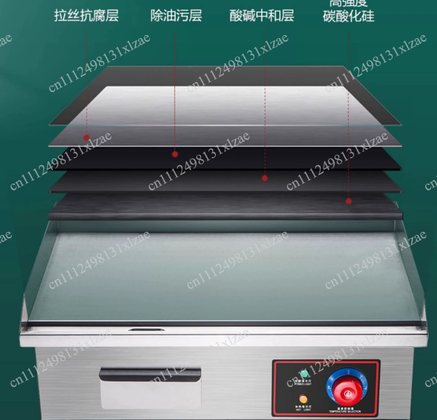 Electric Griddle Flat Top - 220V 1700W 818B Elektrikli Düz Tezgah