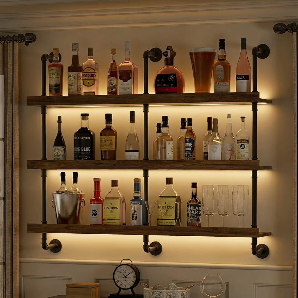 Commercial Kitchen Shed - Duvara Monte LED Işıklı Üç Katmanlı