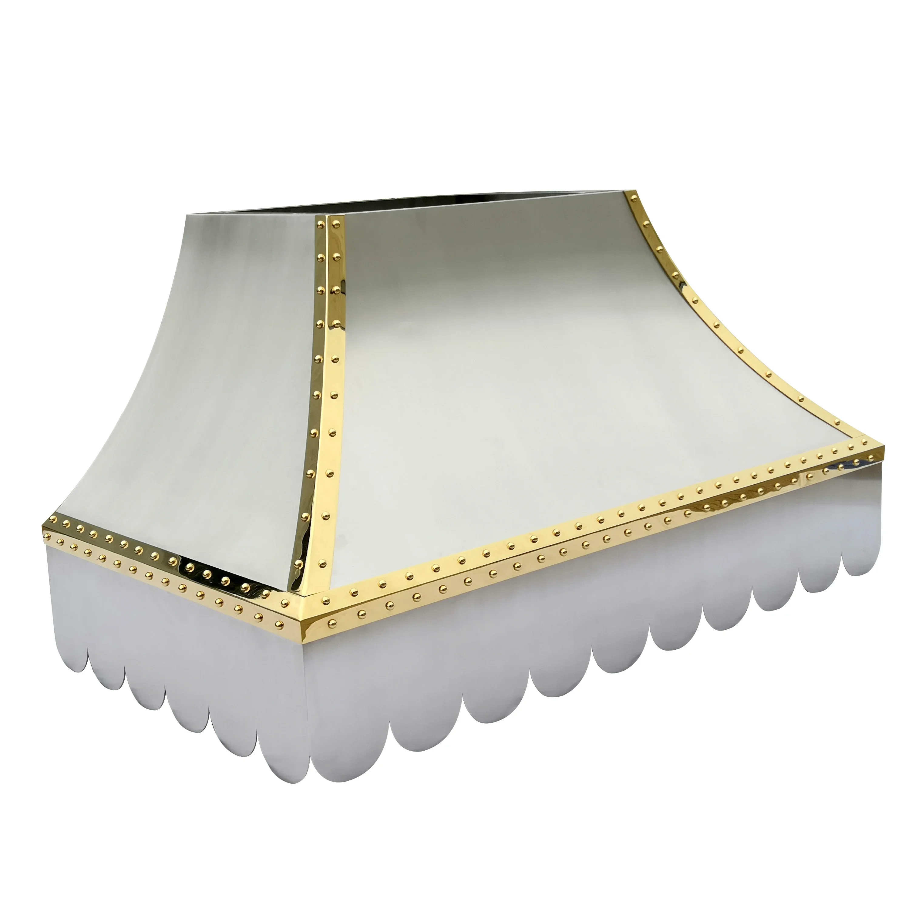 Commercial Kitchen Hood Design - Fırçalanmış Paslanmaz Çelik Davlumbaz Altın Askılı