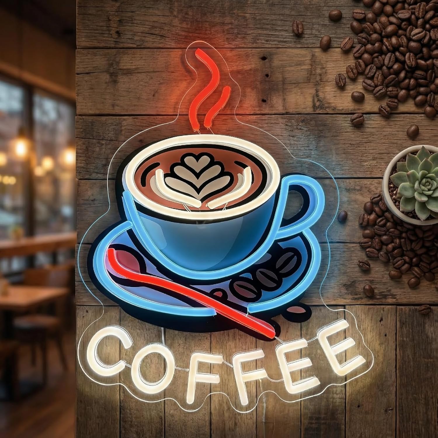 Commercial Kitchen Windows - Kahve Neon Tabela USB ile Çalışan