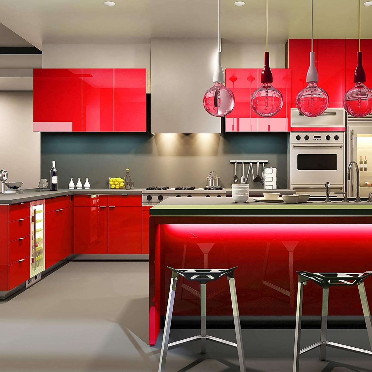 Parlak Düz Kırmızı Kendinden Y - Commercial Kitchen Wall Panels incelemesi ve fiyatı